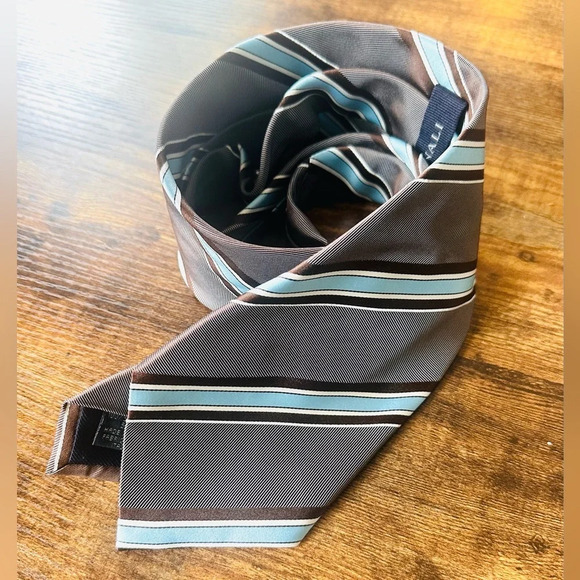 Canali Brown and Blue Striped Tie - Picture 1 of 6
